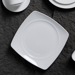 Ensemble d'assiettes carrées en porcelaine fine résistantes aux rayures P&T, plats de service rectangulaires blancs pour hôtel et restaurant - Product Image 6