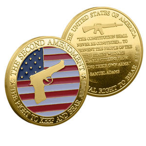 Moneda Conmemorativa <span class=keywords><strong>de</strong></span> Metal en Stock, Recuerdo Personalizado con el Tema del Segundo Enmienda, Citas <span class=keywords><strong>de</strong></span> Samuel Adams - Product Image 1