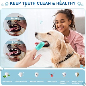 Masseur dentaire en silicone réutilisable pour animaux de compagnie avec des poils doux pour un nettoyage efficace des dents et des soins des gencives - Product Image 1