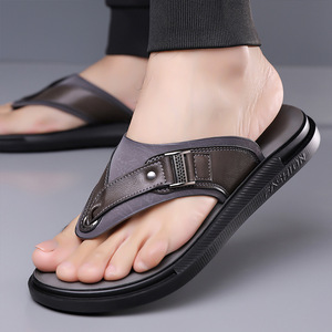 Tongs d'été pour hommes, gris et marron, semelle souple, sandales de plage imperméables, chaussures décontractées à enfiler, taille adulte 40 41 42 43 44 - Product Image 2
