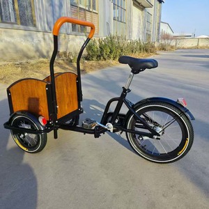 Vélo <span class=keywords><strong>cargo</strong></span> à 3 roues en acier à haute teneur en carbone pour enfants cadre confortable à engrenage en bois avant à vitesse unique non électrique avec boîte de rangement - Product Image 2
