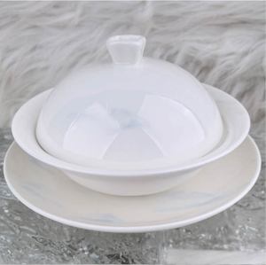 Juego de vajilla de porcelana fina china azul claro con diseño de montaña, 45% de contenido de hueso, base mate en relieve, de lujo para hotel y banquetes, cerámica personalizada. - Product Image 4