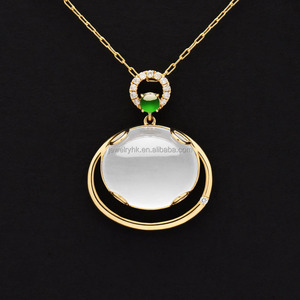 Qingyabailu Feicui, bijou d'anniversaire en or blanc 18 carats, jadeite naturelle de qualité A, forme de courge, style classique, troisième pièce - Product Image 1