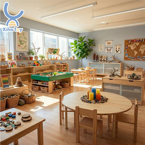 Muebles de Madera Maciza para Preescolar Montessori, Mesa y Silla para Aula de Jardín de Infancia, Armario de Almacenamiento para Guardería, Equipo para Aula Escolar - Product Image 1