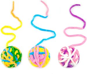Jouets interactifs en peluche pour chatons d'intérieur, balles en fil avec clochette et ficelle, vente en gros - Product Image 3