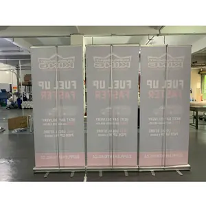 Economical lightweight pull up display standee PP flex promotional banner advertising plastic retractable roll up stand