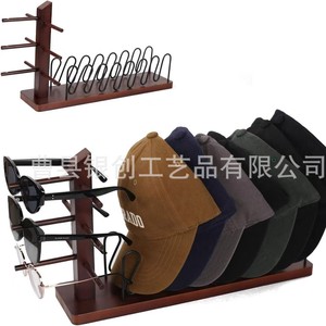 Wooden Desktop <b>Hat</b> Rack With Glasses Organizer 3 Layers <b>Standing</b> Type Clothing Organizer - Product Image 2