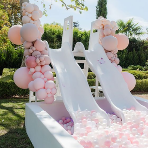 Trắng Trẻ Em Ngoài Trời Bóng Pit Hồ Bơi Với Double Side Trượt Lâu Đài Bơm Hơi Cho Bữa Tiệc Sinh Nhật - Product Image 1