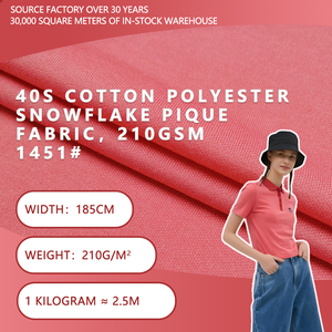 Tela Piqué de Algodón y Poliéster 40S, 185 cm de Ancho, 210 g/m², Tejido Transpirable para Camisetas Polo y Ropa Casual - Product Image 1
