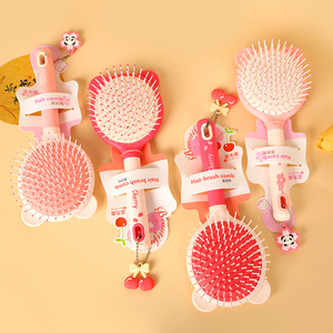 Cepillo para el cabello, peine rosa con cojín de aire de dibujos animados, peine de masaje para cabello largo y rizado, 20cm, plástico, multifunción - Product Image 3