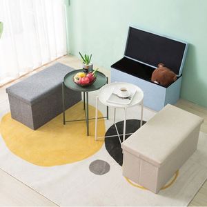 Salon chambre couloir pliable lit fin <span class=keywords><strong>banc</strong></span> cuir rembourré pouf pliant rangement tabouret - Product Image 4