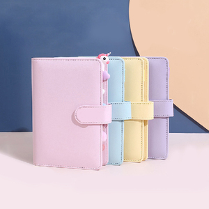 Custom Logo Promotional Work Agenda Budget Business A5 A6 6 Rings Cover Spiral Binder Pu Leather Notebook