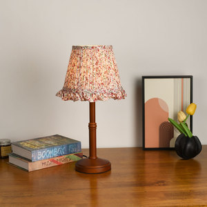 Japanese Style Fresh Romantic <strong>Small</strong> <strong>Table</strong> Lamp Bamboo Wood Fabic Shade AC Three-color Dimming Push Button Switch Apartment Lamp - Product Image 5