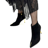 Bottines à talon fin doré de 8 cm, personnalisées, en daim, à bout pointu, pour occasions formelles