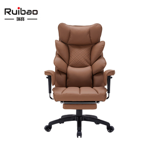 Chaise de bureau exécutive en cuir PU de qualité supérieure, ergonomique, dossier haut, avec accoudoirs rembourrés, pivotante, pour bureau à domicile, salon - Product Image 2