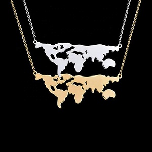 Collana pendente personalizzata in acciaio inossidabile la tua mappa del mondo all'ingrosso - Product Image 5