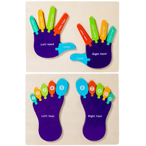 Rompecabezas <span class=keywords><strong>de</strong></span> madera con números y letras <span class=keywords><strong>de</strong></span> manos y pies, juego <span class=keywords><strong>de</strong></span> juguetes educativos para niños para Cognición <span class=keywords><strong>de</strong></span> coordinación mano-ojo - Product Image 4