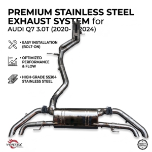 ท่อไอเสียแบบ Catback สแตนเลส Vortex พร้อมวาล์ว สำหรับ Audi Q7 3.0T ปี 2020-2024 ปลายท่อแบบ Quad Tips ตัวเชื่อมต่อแบบ Y รุ่น EA839 เชื่อม TIG พร้อมขาแขวน - Product Image 1