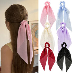 HZO-26015 – Nouveaux Chouchous Tendance en Ruban, Élastiques à <span class=keywords><strong>Cheveux</strong></span> Unis avec Perles <span class=keywords><strong>pour</strong></span> Femmes - Product Image 1