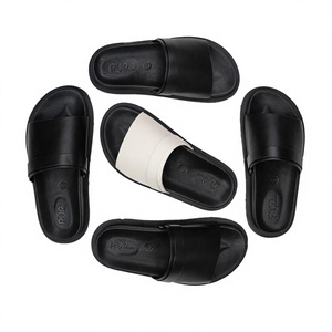 Sandales PUP confortables et légères pour l'été, fabriquées à la main en cuir de vache véritable, avec une large bande, une semelle épaisse et un amorti, sandales plates tendance - Product Image 5