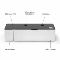 Máquina de Grabado y Corte Láser CO2 STEAM de 60W, 500x300mm, Refrigerada por Agua, con Filtro HEPA y Cubierta de Seguridad, Fácil de Operar