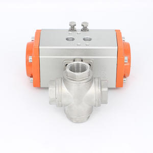 Vanne à bille à quatre voies en acier inoxydable 304 Q616F-16P, filetage pneumatique, double L interne, plusieurs spécifications, vanne de commutation - Product Image 1