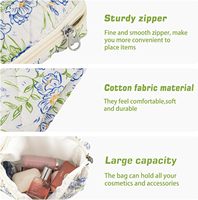 Nouvelle tendance de la mode 3 pièces coton matelassé trousse de maquillage bleu Floral voyage grand petit sac cosmétique ensemble mignon pochette de maquillage Portable Toil
