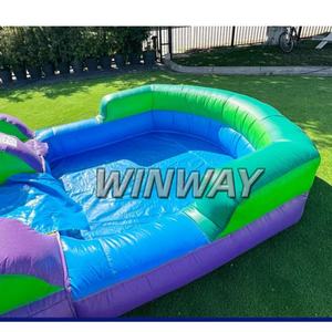 Toboggan gonflable violet et vert toboggan gonflable à thème palmier tropical avec piscine pour le plaisir de l'eau d'été en plein air pour enfants - Product Image 4