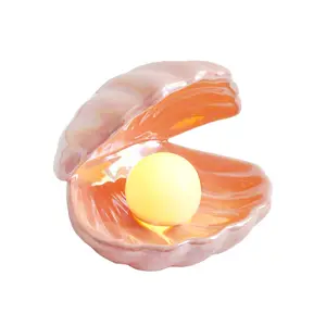 High Quality Metallic Ceramic Clam Light Ceramic Shell Lamp with Pearl finish Shell shaped trinket dish