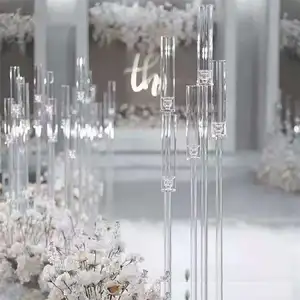 棕榈118厘米高透明亚克力烛台婚礼中心水晶5臂烛台，用于派对和马里亚格装饰