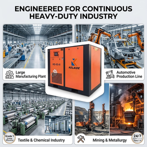 Compresseur d'air à vis statique à refroidissement par air, lubrifié, à deux étages, PM VFD, 18,5 kW, 25 CV, haute efficacité pour usine - Product Image 6