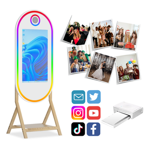Popular cabina de fotos de espejo mágico ovalado con cámara DSLR selfie soporte de madera máquina de cabina de fotos para proveedores de fiestas - Product Image 4