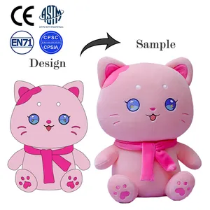 Gran oferta, bonito gato rosa, juguete suave, peluche profesional de alta calidad, mascota personalizada, diseños de dibujos animados, juguetes de peluche suaves