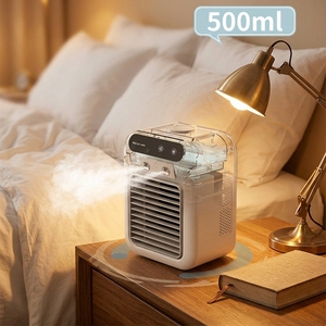 Enfriador de Aire Portátil Multifuncional con Nebulización, Humidificación, Luz de Colores, Mini <span class=keywords><strong>Ventilador</strong></span> de Escritorio para Uso Diario - Product Image 1