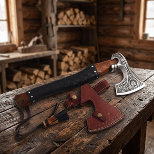 Hacha Vikinga de Acero Inoxidable Forjada a Mano con Mango de Madera, de Primera Calidad, para Acampar y Cazar, Ideal para Cortar Árboles - Product Image 3