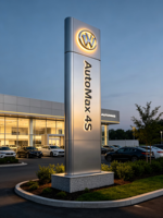 Pylône LED extérieur personnalisé, Totem Monumental, pour l'immobilier, les centres commerciaux, les parkings, la signalisation d'entrée et les indicateurs directionnels, en acier inoxydable
