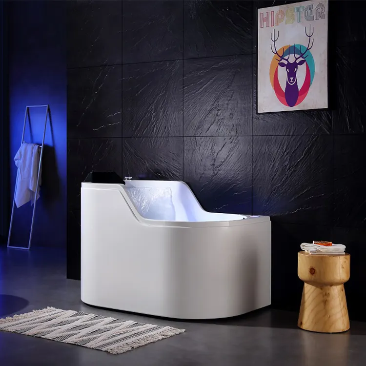 Hesperu vasca da bagno seduta per vasca da bagno SPA per adulti moderna per uso domestico vasca da bagno con idromassaggio a bolle d'aria per interni con LED