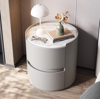 Table de chevet moderne intelligente la plus vendue avec cadre en bois, sangles en cuir, 2 tiroirs et éclairage LED pour chambre d'appartement