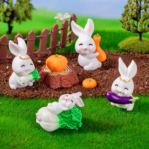 Miniatures Cute Vegetable Bunny Cartoon Animal Figurines DIY Terrarium Decor Fairy Garden Figure Cake Decor Kids Toys & Gifts - Product Image 2