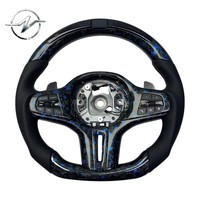 Volant sport personnalisé YZ Brand à 3 branches de 35 mm en cuir et fibre de carbone, couleurs de surpiqûres/liserés personnalisées pour G80 G20 G30