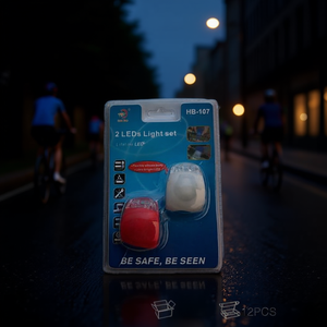 Set di luci per bicicletta MNJ 2 LED HB107 Luci anteriori e posteriori Sicurezza ciclistica Sii visibile 12 pezzi - Product Image 3