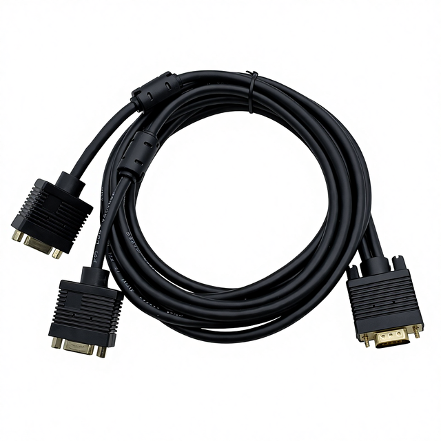 COMTON VGA Male 2 Female DB9 Cable PVC Jacket Oxygen-Free Copper Conductor AL/Foil Metal Braid Shielding 2M Length for Samsung
