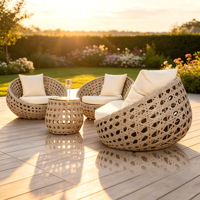 Nordischer Stil Ei-förmiges Garten-Halbrundsofa für Draußen Metallrahmen Garten Outdoor Oval Synthetisches Rattan Stuhl-Sofa-Set