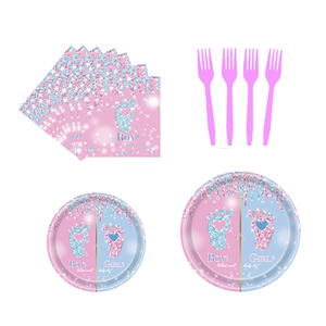 2024 baptême sexe révéler fête fournitures décorations de fête bébé douche <span class=keywords><strong>vaisselle</strong></span> <span class=keywords><strong>jetable</strong></span> ensemble pour les entreprises - Product Image 3