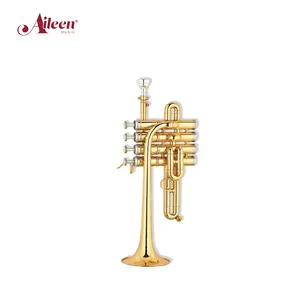 AileenMusic High Quality bB Key Professional Brass Body 4 pistons Piccolo Trumpet (PCT-M400G)