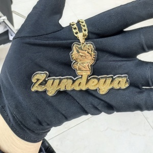 Collana <span class=keywords><strong>con</strong></span> Ciondolo Personalizzato in Acciaio Inox <span class=keywords><strong>con</strong></span> Foto, Gioielli Cartoon per Bambini e Adulti, Collana Personalizzata <span class=keywords><strong>con</strong></span> Nome Placcata Oro - Product Image 1