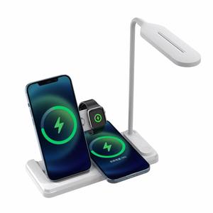 Lámpara de Mesa Plegable con Dispositivo de Carga para Teléfono Móvil, Reloj y Auriculares, Cargador Inalámbrico Rápido Multifuncional 3 en 1 de 15W - Product Image 1