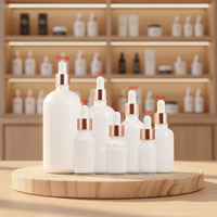 Weiße, Schwarze und Rosa Glasfläschchen mit Pipette 5ml-100ml, Hautpflege-Serumfläschchen mit Roségold-Tropfverschluss
