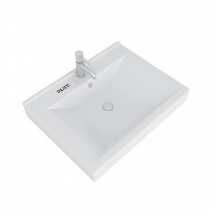 Lavabo en céramique Dlit, 23,6 x 18,1 pouces, rectangulaire, à fixation murale pour salle de bain - Product Image 1