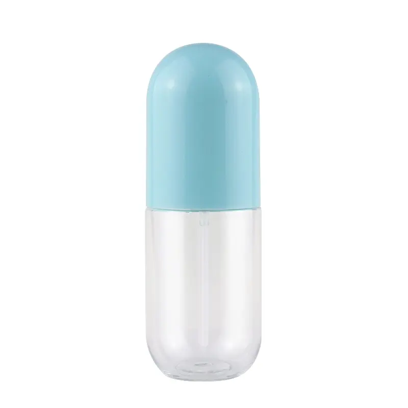 High Quality 100ml PET Plastic Luxury Skin Care Lotion Pump Bottle Empty Pill Capsule Shape with Hot Stamping Surface